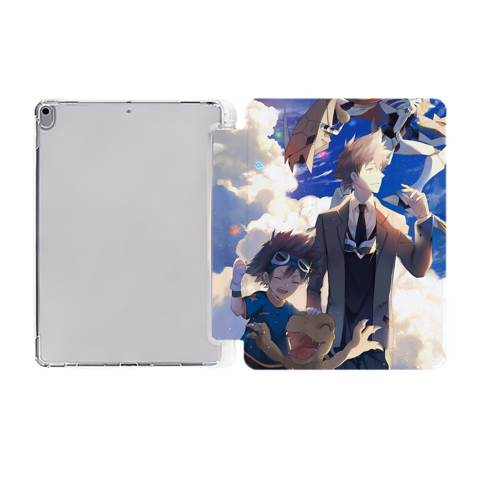（画像用） Digimon デジタルモンスター/デジモン IPad ケース ペン収納付き 三つ折りスタンド PUレザー×シリコン 対応機種9.5/10.5/10.9インチ